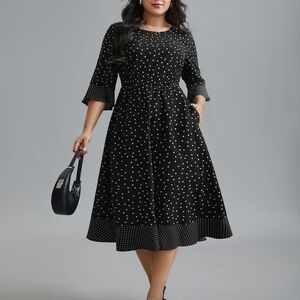 BloomChic Black and White Polka Dot Midi Dress